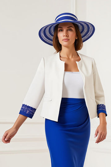 Royal Blue 2-Piece Mother of the Bride Dress with Lace Appliques